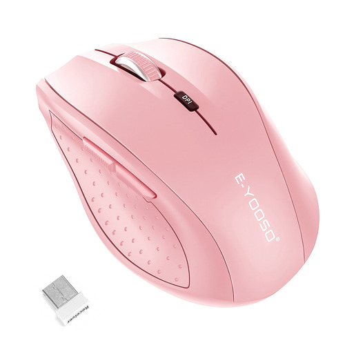 TERPORT F11 Mouse Inalambrico Ergonomico Rosa Receptor USB 4800dpi 5 Niveles Adjustables, Ahorro De Energía Inteligente, Mouse Gamer Oficina Trabajo Portatil Y Ligero Para Win/mac