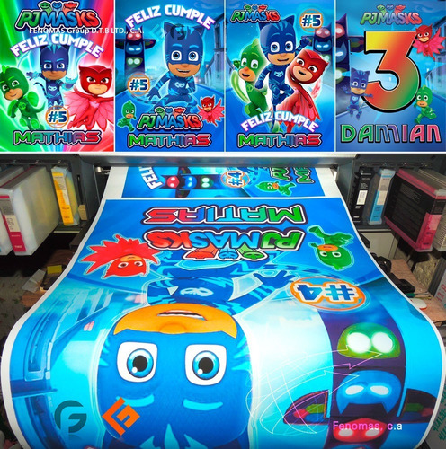 Afiches Pancartas Pj Masks Pijamas Fondos Fiestas Cumpleaños