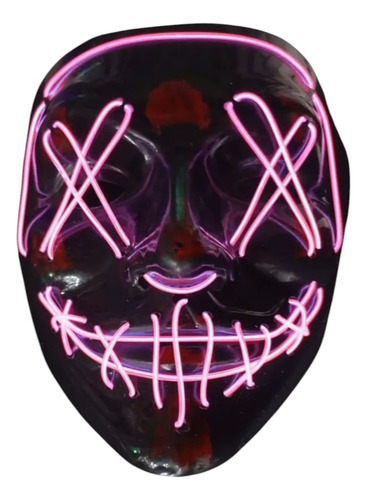 Máscara La Purga Luz Led Halloween Fiestas Disfraces Rosa La Purga