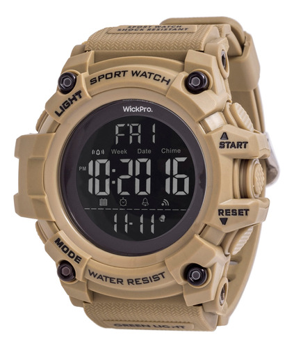 Reloj Tactico Militar Hombre Wickpro Squad Arena Sumergible 50m Cronometro Temporizador Alarma Luz Verde Potente Segundo Uso Horario 