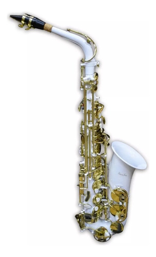 Saxofon Alto Eb Blanco Llaves Doradas Silvertone Slsx022