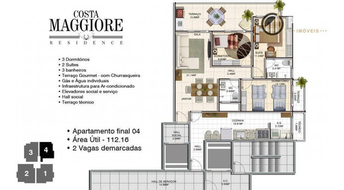 Apartamento Com 3 Dormitórios À Venda, 112 M² Por R$ 760.040,00 - Canto Do Forte - Praia Grande/sp - Ap2584