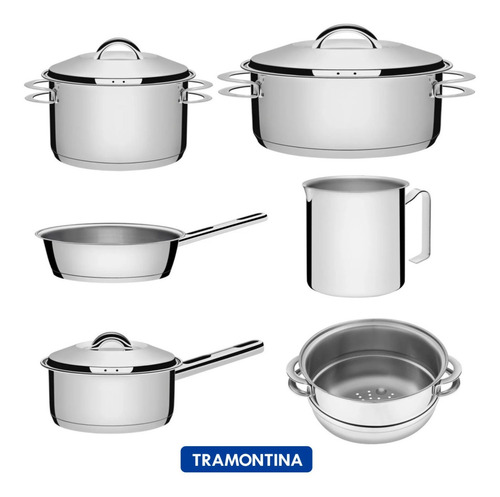 Jogo Panelas Inox Tramontina Solar 6 Pçs Fundo Trilo Indução