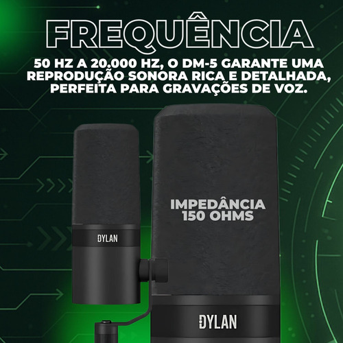 Kit 4 Microfones Podcast Radio Live Profissional Dylan Dm5