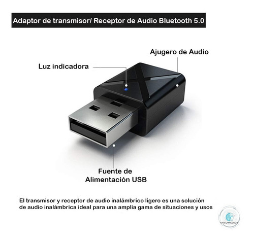 Imagen 5 de 6 de Receptor Bluetooth Usb 5.0 Carro, Equipo De Sonido, Tv.