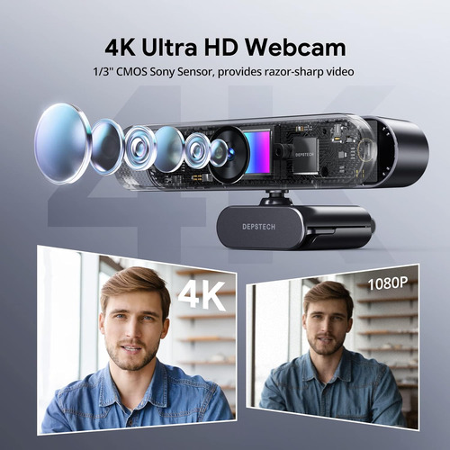 Camara Web Depstech 4k, Camara Web Con Zoom Con Microfono Y