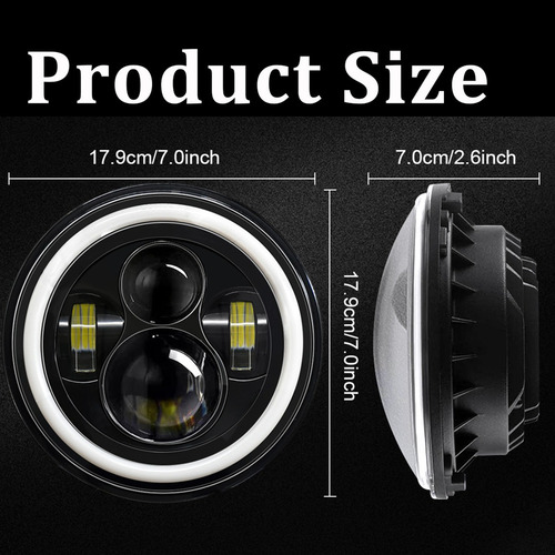 Faros Led Ángel Ojo 7 Wrangler Jeep Vocho Redondos