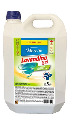 Lavandina Gel 5 L Merclin Elimina 99,9% Virus Y Bacterias Mm