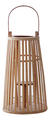 Candelabro De Madera, Portavelas De Bambú, Farol, 25cmx60cm