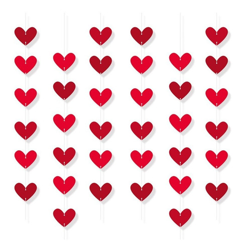 Cortina Decorativa Coração Vermelho Dia Namorados 36 Unid