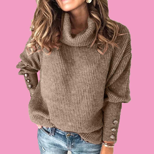 Suéter Tejido Con Cuello De Tortuga Para Mujer 1602