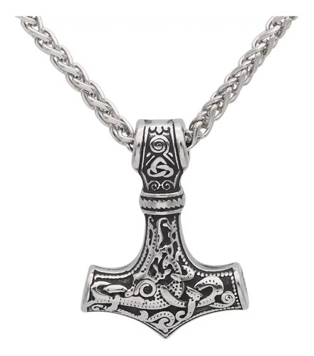 Collar Martillo Vikingo Thor Nórdico Acero Inoxidable Hombre