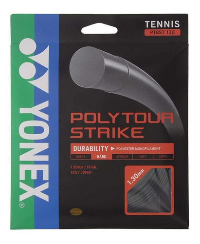 Yonex Poly Tour Strike - Cuerda De Tenis Negra