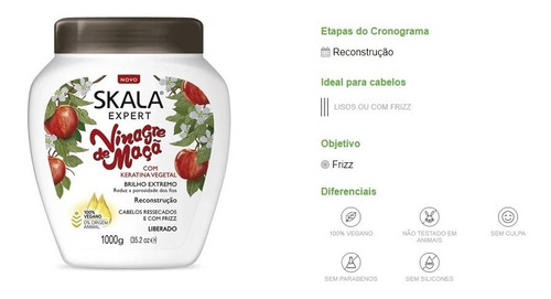 Imagem 2 de 2 de Creme Skala Expert Vinagre De Maça Reconstrução 1 Kg