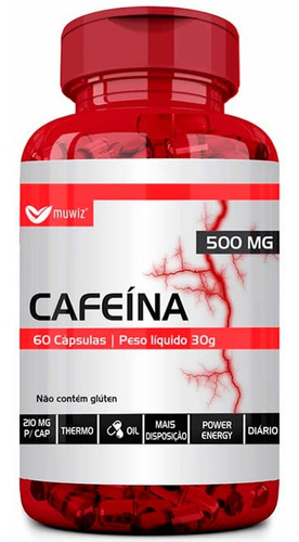 Cafeína 210mg Muwiz 60caps - Cafeína Termogênico +  Energia