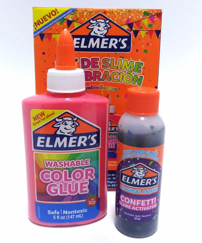 Imagen 2 de 3 de Super Kit Slime Elmer's Celebracion Lavable No Toxico