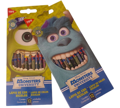 Kit Lápis De Cor Monsters University Ponta Dupla 12