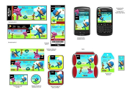 Kit Imprimible Candy Bar Pocoyo Fiesta 3x1