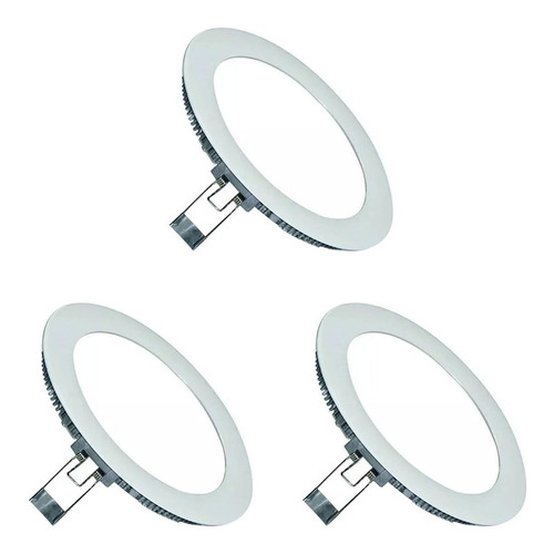 Pack 3 Foco Panel Plafón Led Embutido Redondo 18w Luz Calida