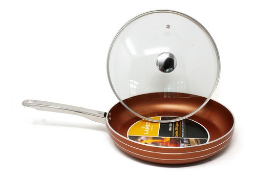 Sartén 28 Cm Cobre Int/ext Con Tapa De Vidrio Lamex 6660-6