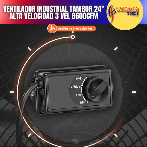 Ventilador Industrial Tambor 24 Alta Velocidad 3vel 8600cfm