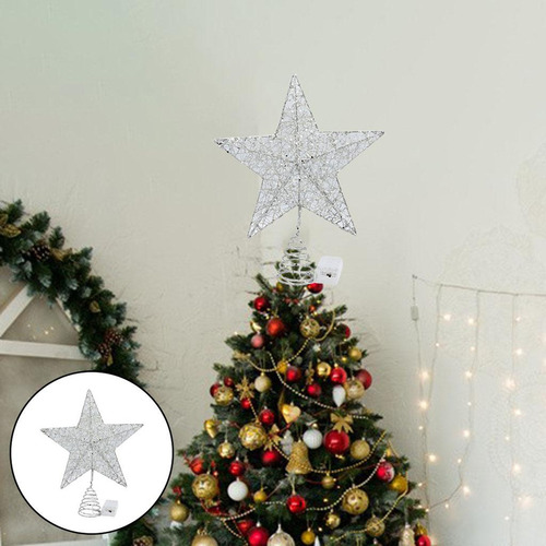 Cc Luz Del Árbol De Navidad Hermosa Estrella De Plata De 20