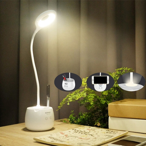 Imagen 1 de 7 de Lámpara De Escritorio Autónoma Flexible Blanco Lapicero Led