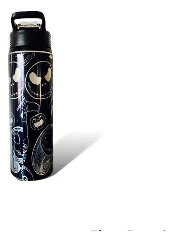 Botella Para Agua Extraño Mundo Jack Personalizado Color Negro