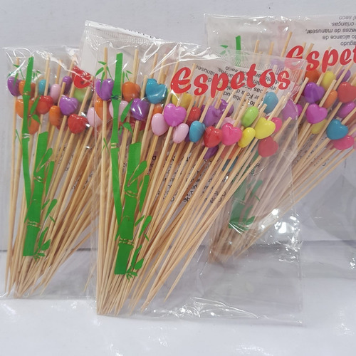Imagem 1 de 5 de 150 Espeto Enfeite Coração Multicor 12 Cm Lanches Petiscos
