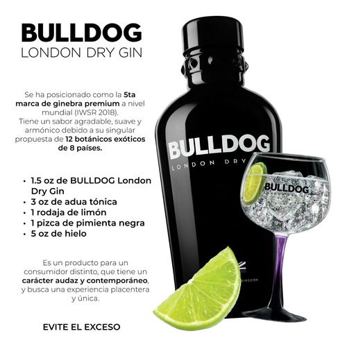 Ginebra Bulldog London Dry Gin 750 Ml