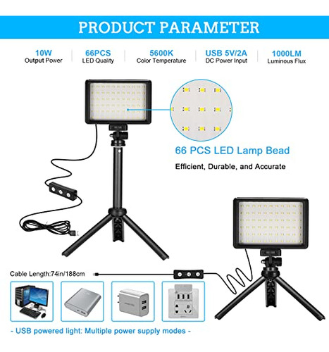 Luz Led De Vídeo Ci-fotto, Paquete De 2 Unidades, 5600 K, Us