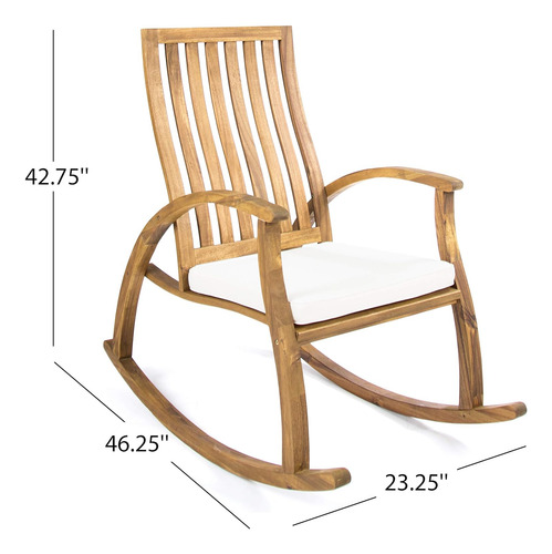 Gdfstudio Caleb - Mecedora De Madera De Acacia Para Exterior