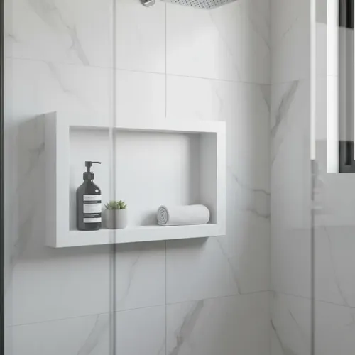 Nicho Banheiro Sobrepor Porta Shampoo 28x40 Prateleira Nicho