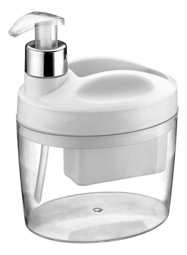 Porta Detergente Com Bucha Acrílico Com Tampa Branca Arthi
