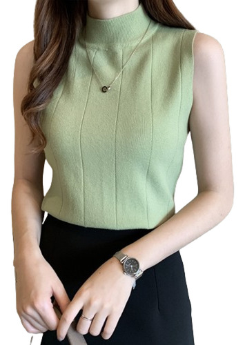 Camisetas Sin Mangas Punto Para Mujer, Tops Finos Informales