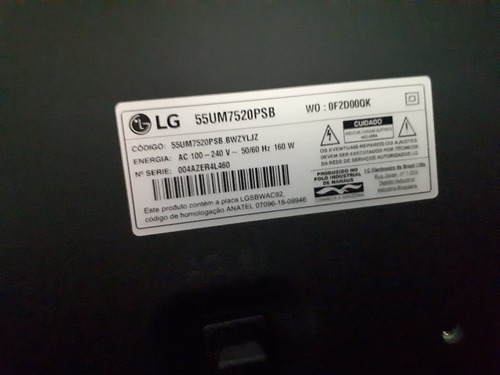 Imagem 2 de 3 de Tv LG Uhd Smart 4k 55 Polegadas Tela Quebrada Cnota Fiscal
