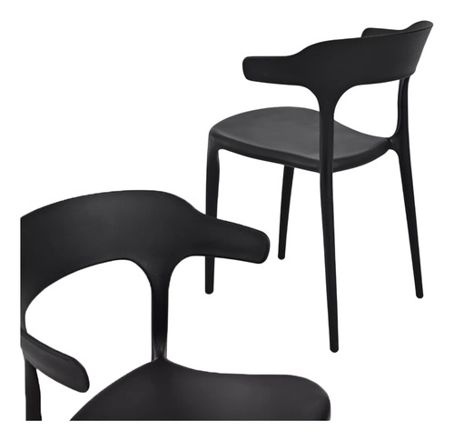Set De 2 Sillas De Comedor Para Jardín Cardio Beat Liberty Negro Negro