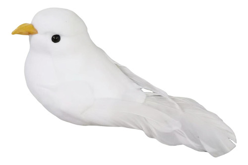 2 Ornamentos De Pássaros Artificiais Pomba De Penas Para