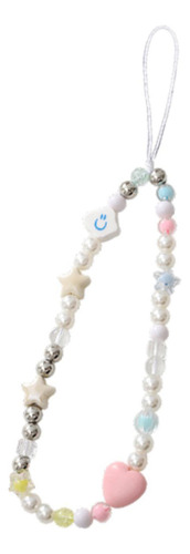 . Lindo Llavero Pulsera Con Cuentas, Forma De Corazón Rosa
