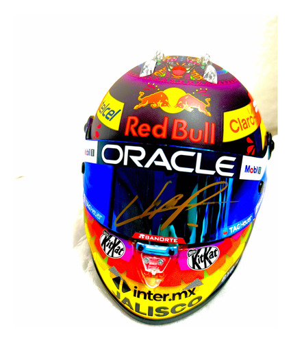 Mini Casco Fórmula 1 Autografiado Por Checo Pérez