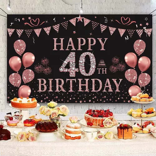 Decoraciones De 40 Cumpleaños Mujer Pancarta De Fondo