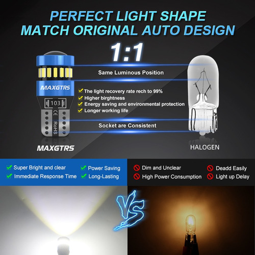Lámpara De Lectura Canbus, 2 Bombillas Led T10, 5 W, 194, 16