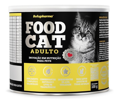 Suplemento Food Cat Gatos Adultos 100g -botupharma