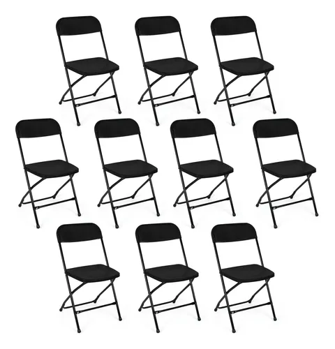 comprar Pack 10 Pzs Silla Plegable Color Negro Jardin Eventos Nube