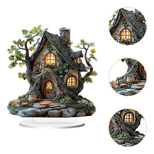 Tree House Ornament Plaque Display 2d Flat Festival Regalo