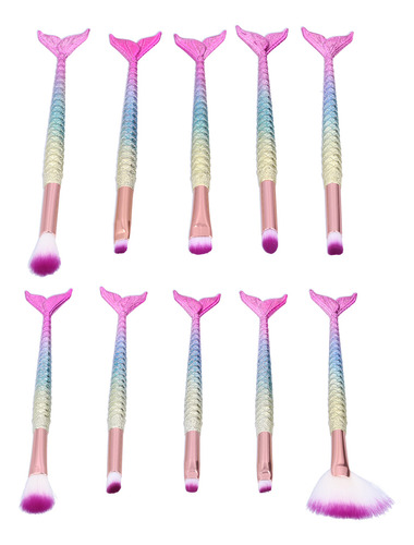 Juego De 10 Brochas De Maquillaje Blending Brush, Cerdas Sua