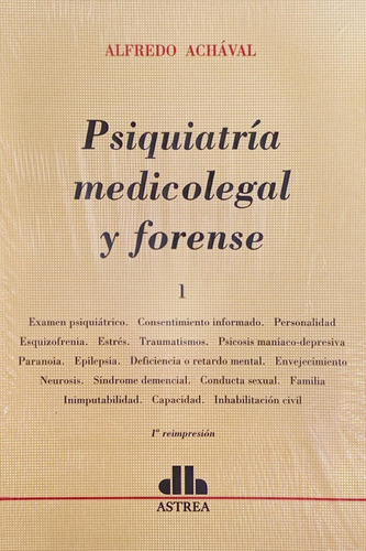 Psiquiatría Medicolegal Y Forense Achaval 2 Tomos Envíos 