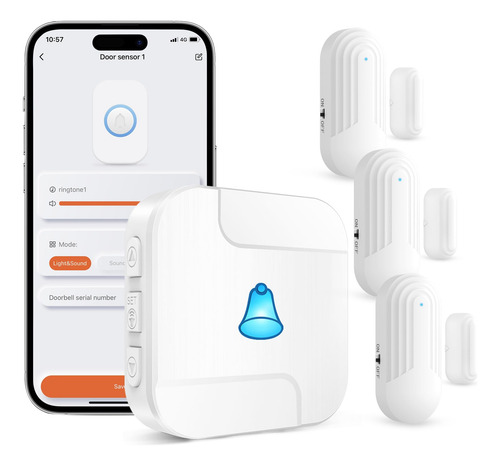 Campanillas De Puerta Wifi Tuya Con 3 Sensores Para Segurida Color