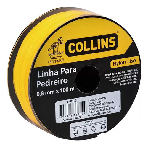 Linha Pedreiro Nylon Amarela 100mts Collins