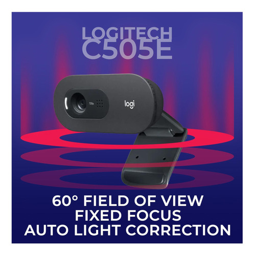 Cámara Web Logitech C505e Hd 720p Con Micrófono Usb (negra)